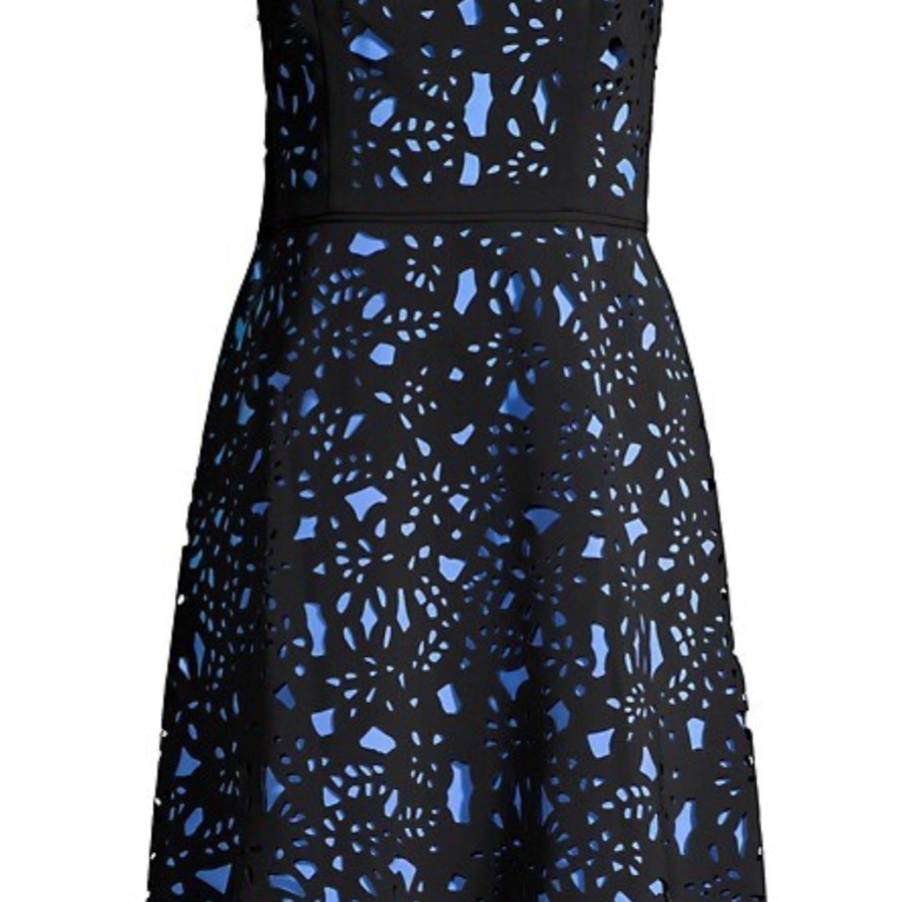 SHANI Laser Cut Floral Off the Shoulder Fit & Flare Cocktail Dress